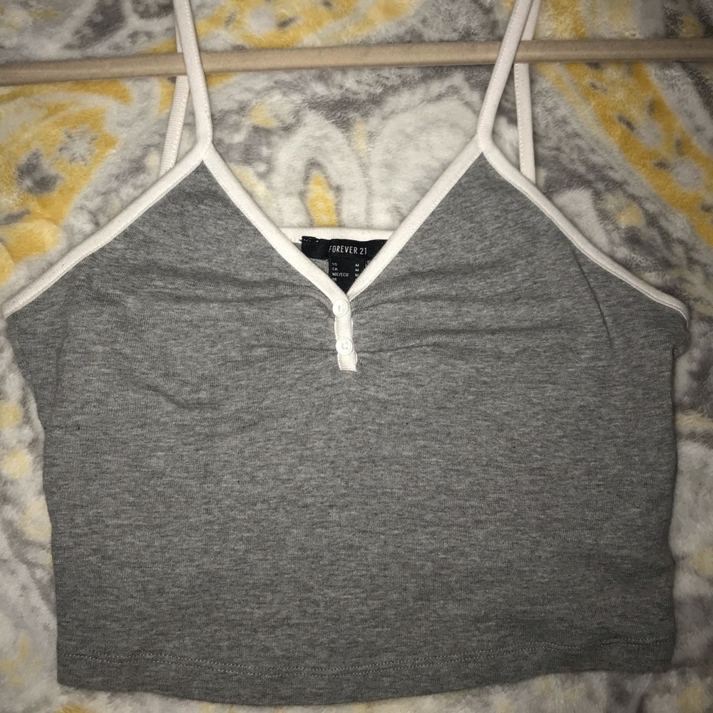 Tank grey & white crop top